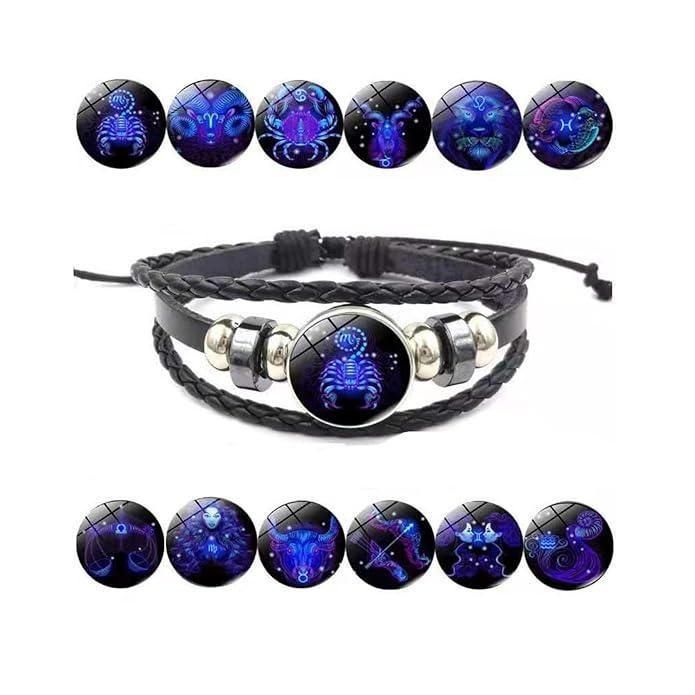 Personalized Zodiac Sign Bracelet | Unisex Adjustable Leather Charm Jewelry
