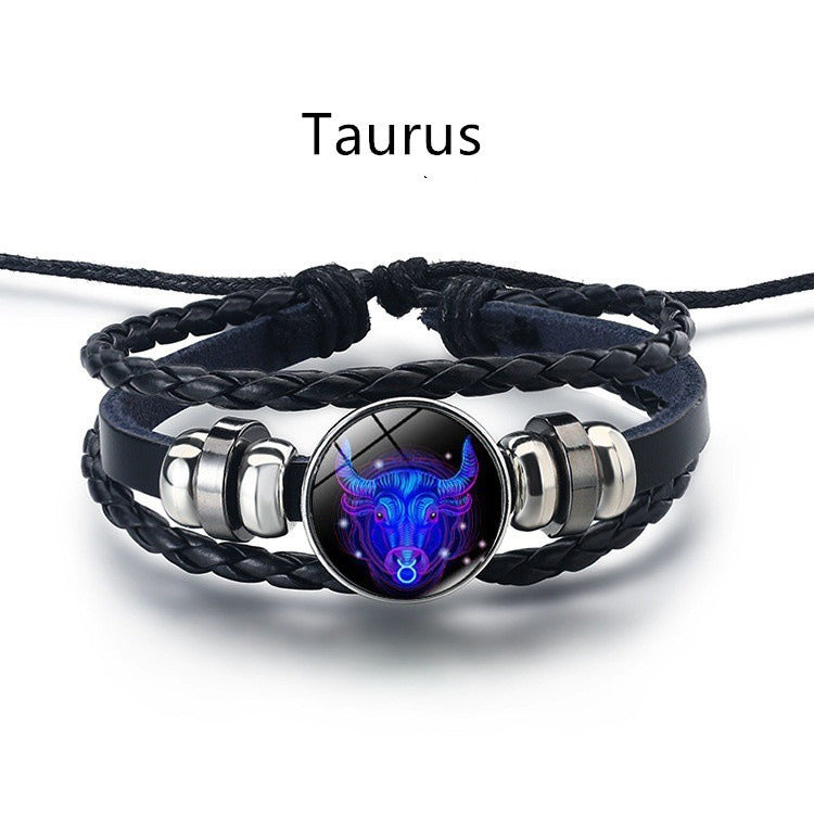 Personalized Zodiac Sign Bracelet | Unisex Adjustable Leather Charm Jewelry