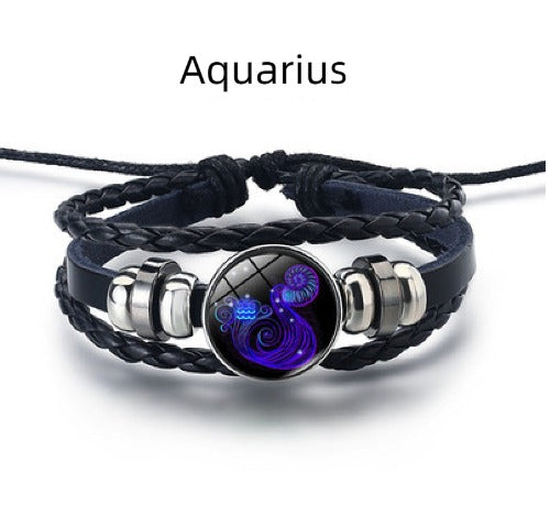Personalized Zodiac Sign Bracelet | Unisex Adjustable Leather Charm Jewelry