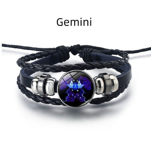 Personalized Zodiac Sign Bracelet | Unisex Adjustable Leather Charm Jewelry