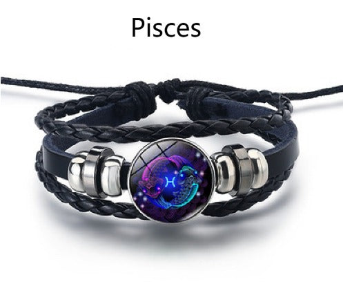 Personalized Zodiac Sign Bracelet | Unisex Adjustable Leather Charm Jewelry