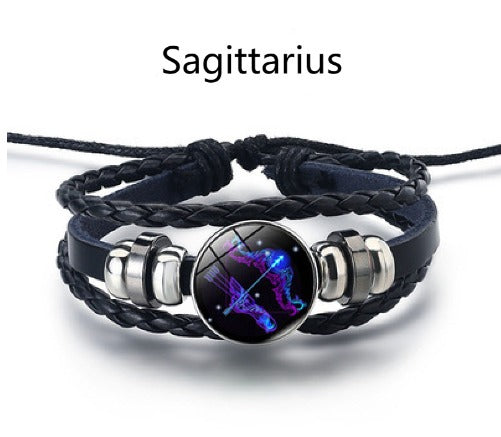 Personalized Zodiac Sign Bracelet | Unisex Adjustable Leather Charm Jewelry