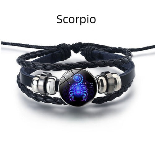 Personalized Zodiac Sign Bracelet | Unisex Adjustable Leather Charm Jewelry